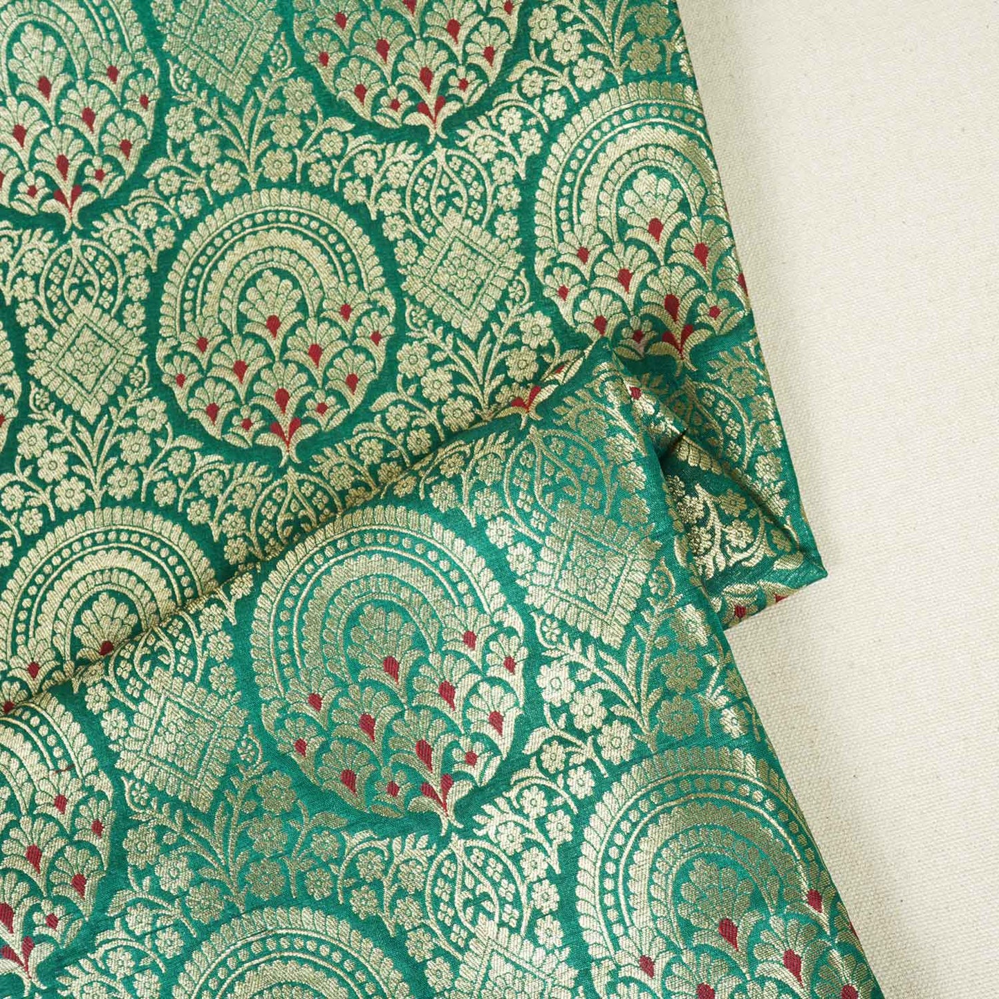 Green Jaal with Mina Buta Brocade Fabric KR-28062