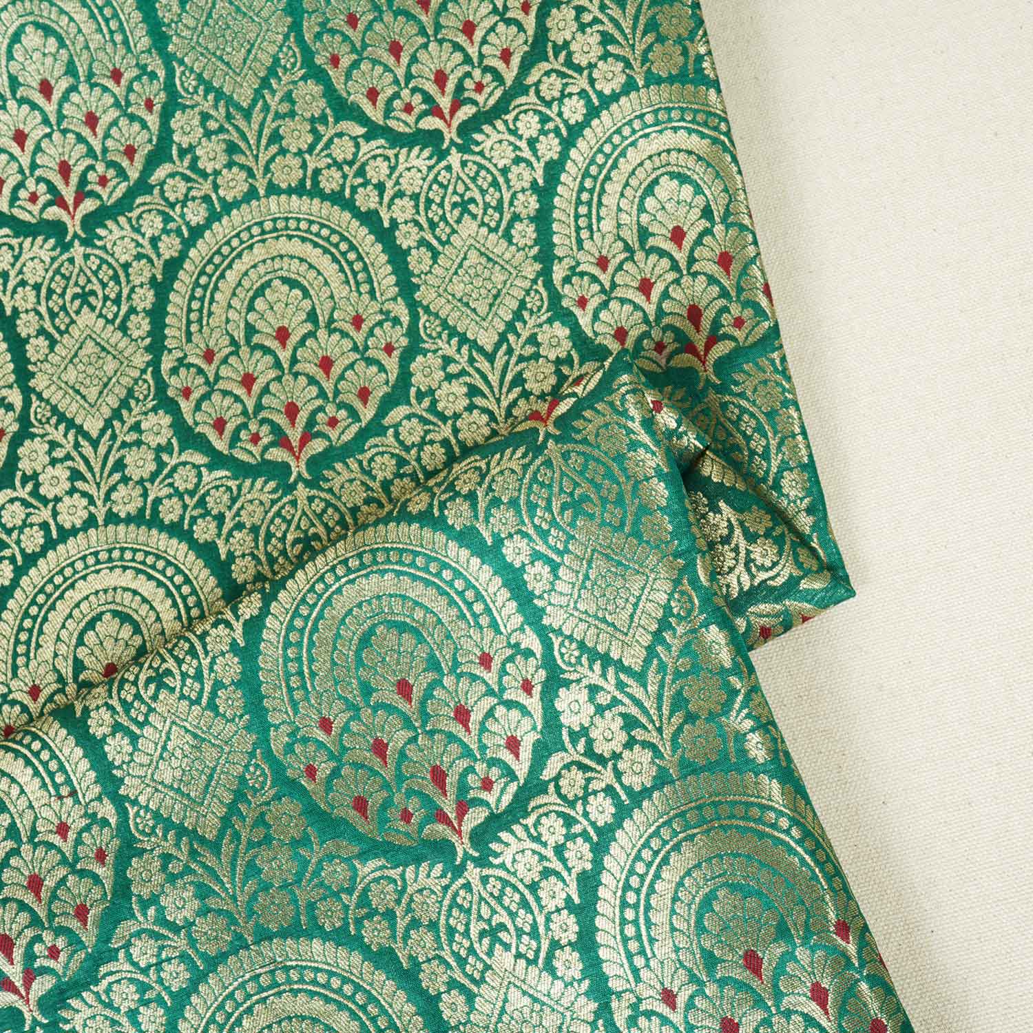 Green Jaal with Mina Buta Brocade Fabric KR-28062 - TradeUNO