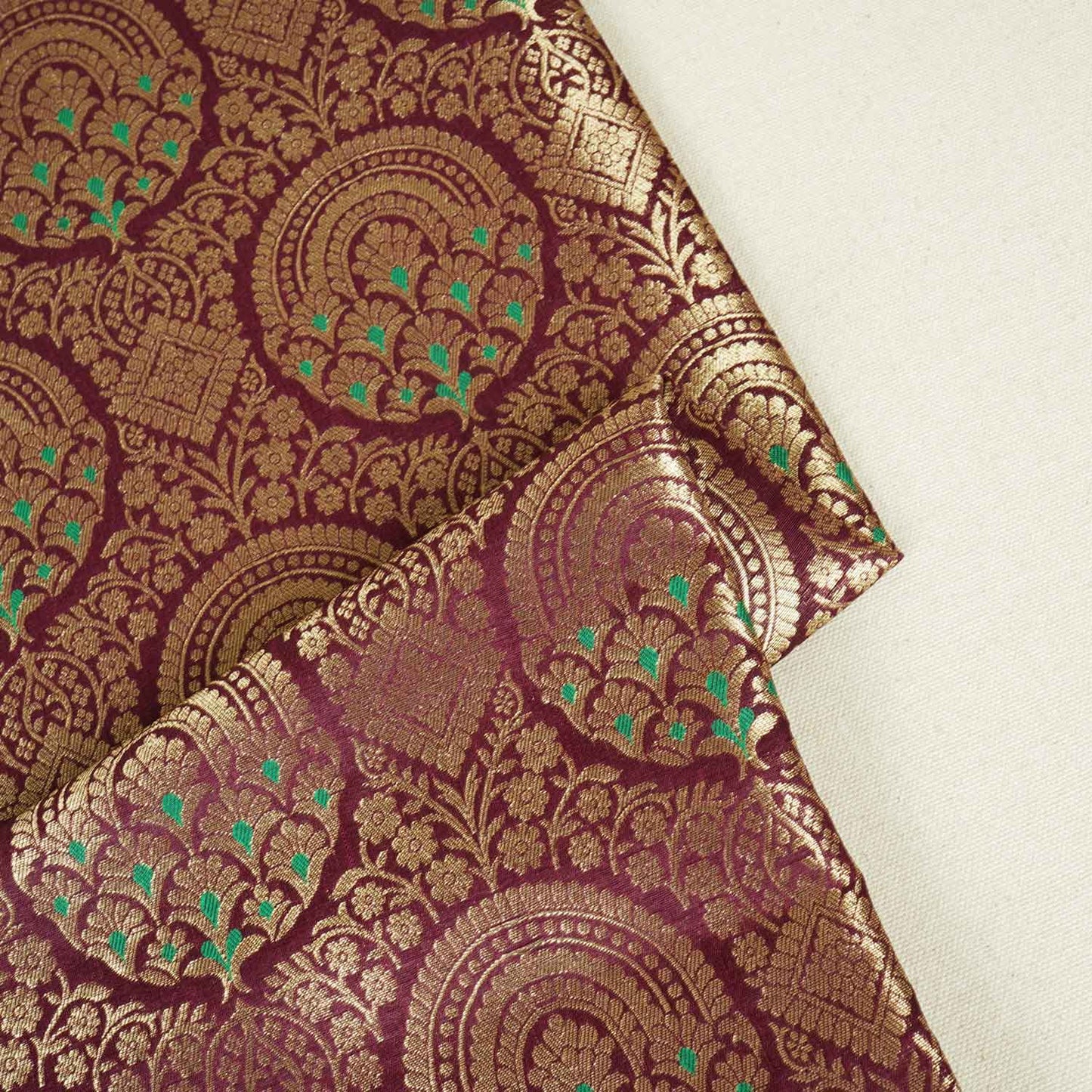 Wine Jaal with Mina Buta Brocade Fabric KR-28063