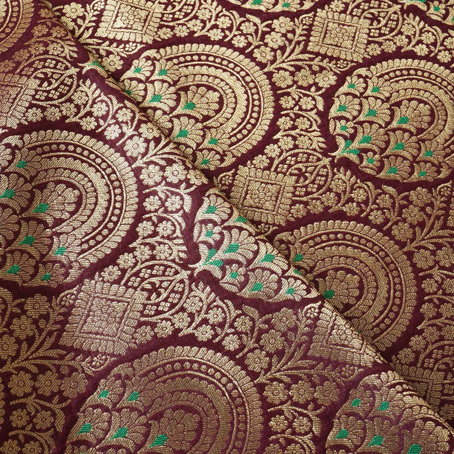 Wine Jaal with Mina Buta Brocade Fabric KR-28063