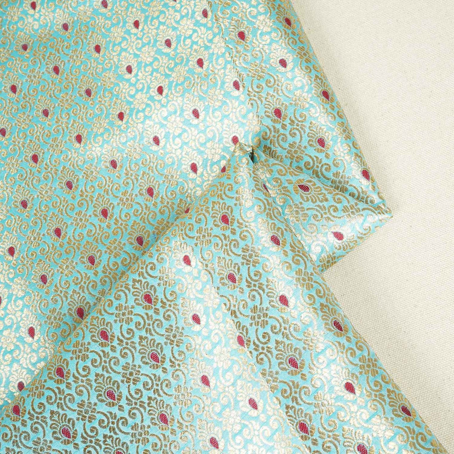 Light Blue Mina Buta Jaal Brocade Fabric KR-28064