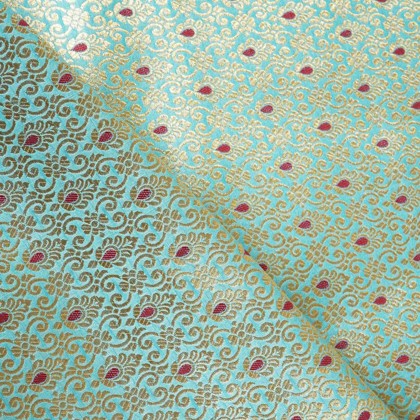 Light Blue Mina Buta Jaal Brocade Fabric KR-28064