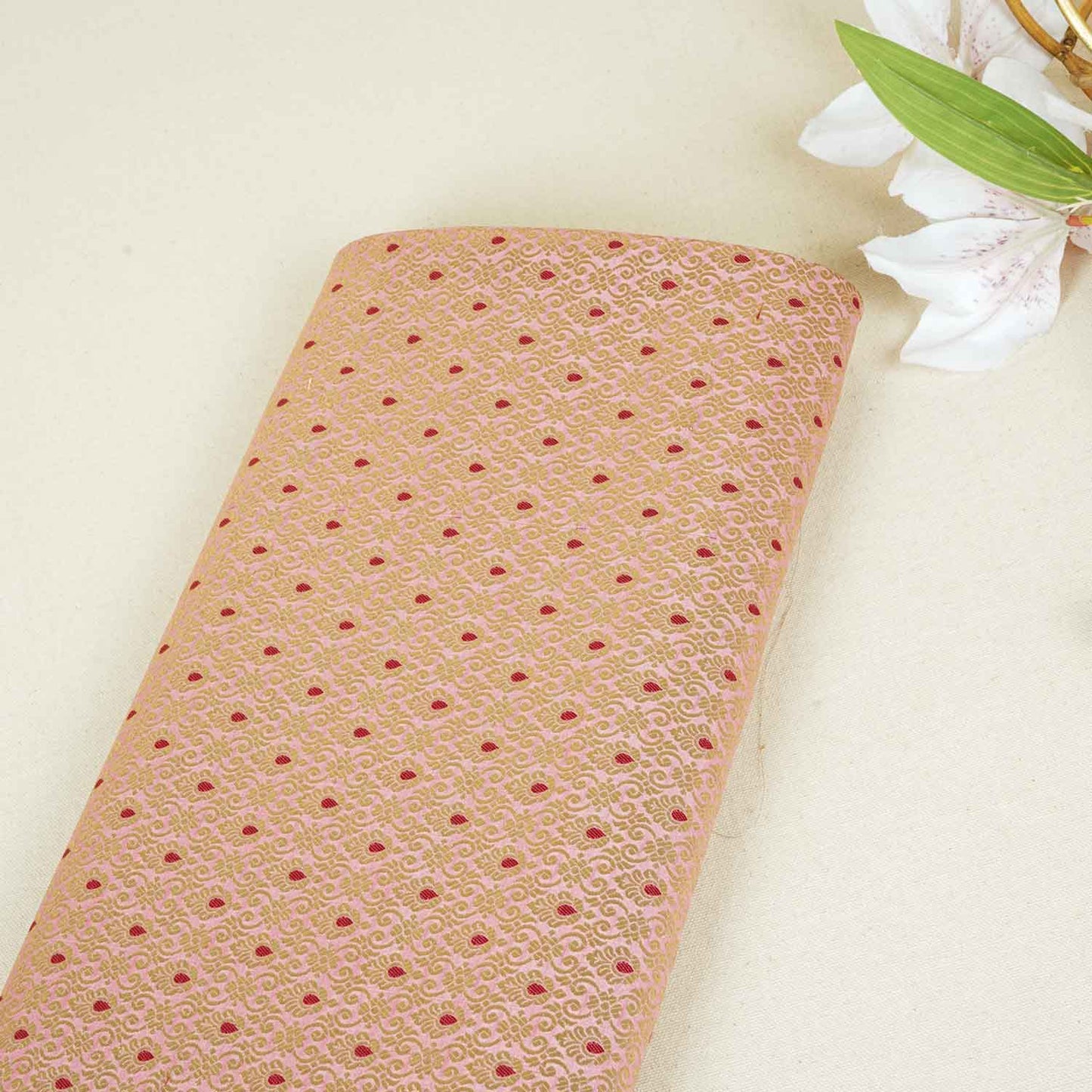 Pink Mina Buta Jaal Brocade Fabric KR-28065