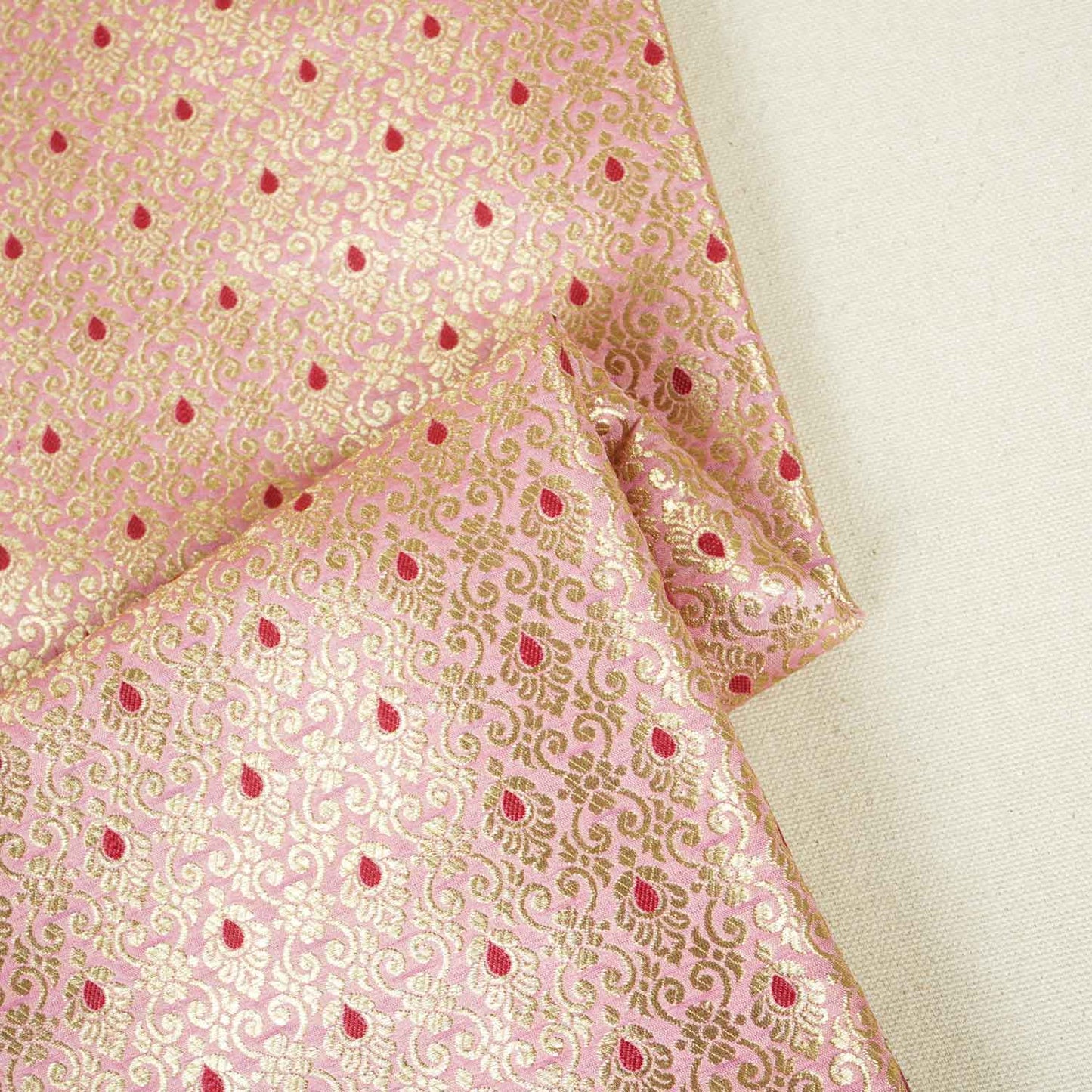 Pink Mina Buta Jaal Brocade Fabric KR-28065