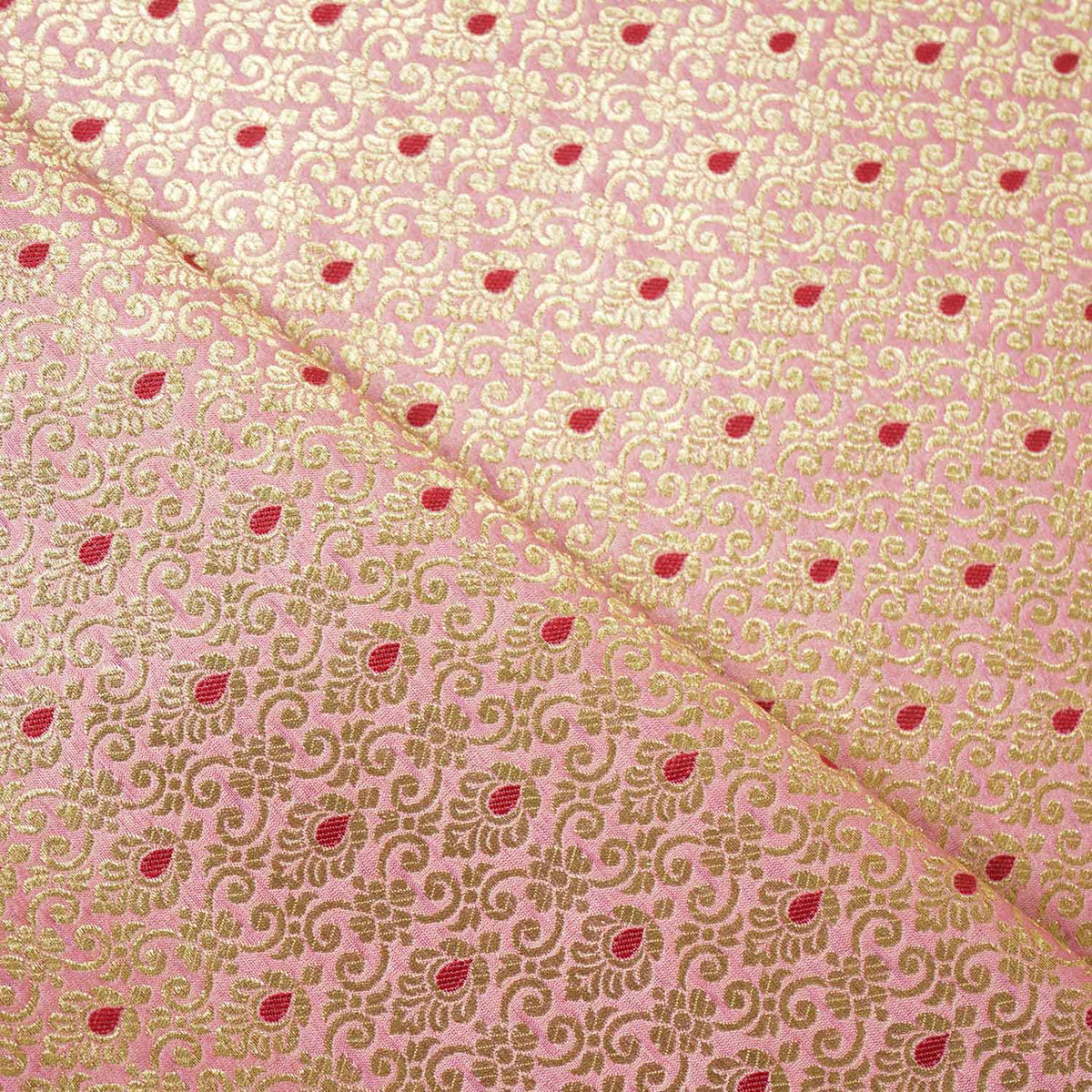 Pink Mina Buta Jaal Brocade Fabric KR-28065 - TradeUNO