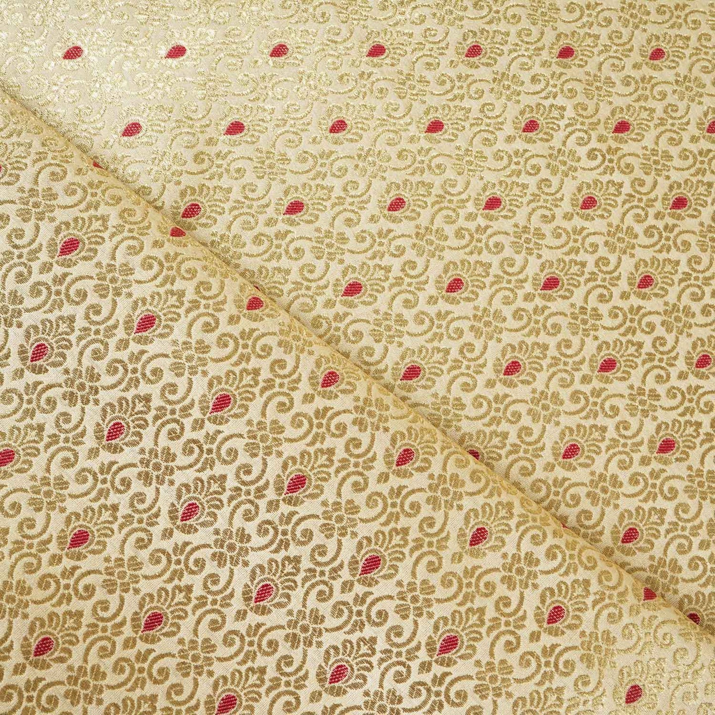 Beige Mina Buta Jaal Brocade Fabric KR-28066