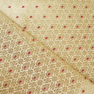 Beige Mina Buta Jaal Brocade Fabric KR-28066 - TradeUNO