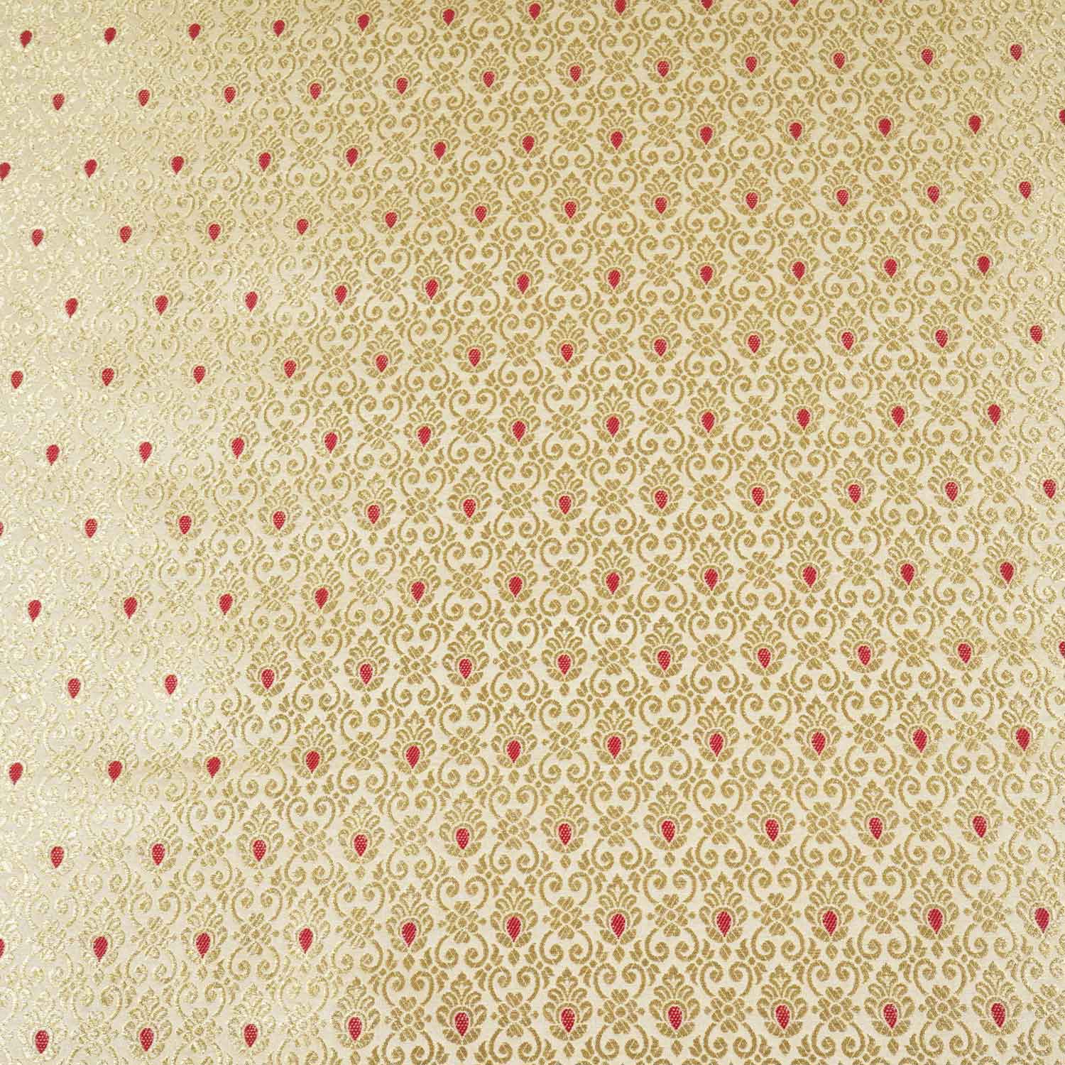 Beige Mina Buta Jaal Brocade Fabric KR-28066 - TradeUNO