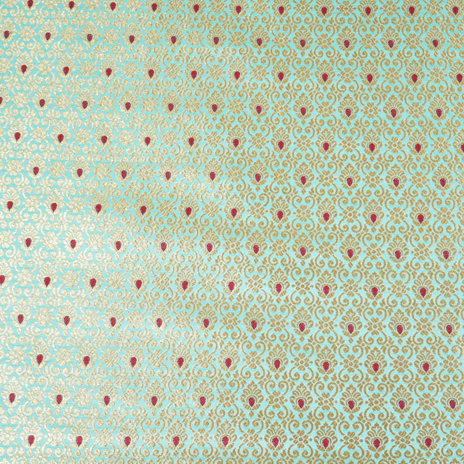 Blue Mina Buta Jaal Brocade Fabric KR-28070 - TradeUNO