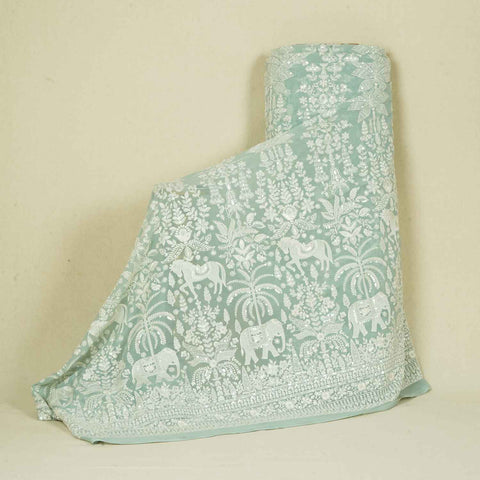 Sky Blue Chikanikari Georgette Fabric DR-28079