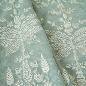 Sky Blue Chikanikari Georgette Fabric DR-28079 - TradeUNO