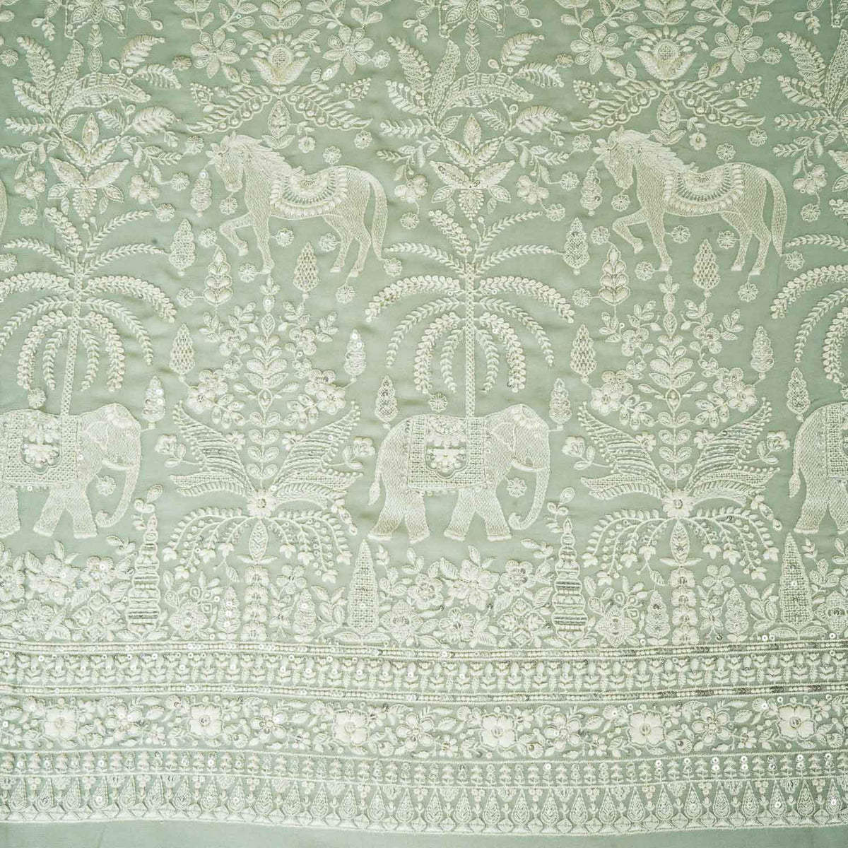 Sky Blue Chikanikari Georgette Fabric DR-28079 - TradeUNO