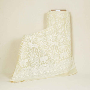 Butter Yellow Chikankari Georgette Fabric DR-28080 - TradeUNO