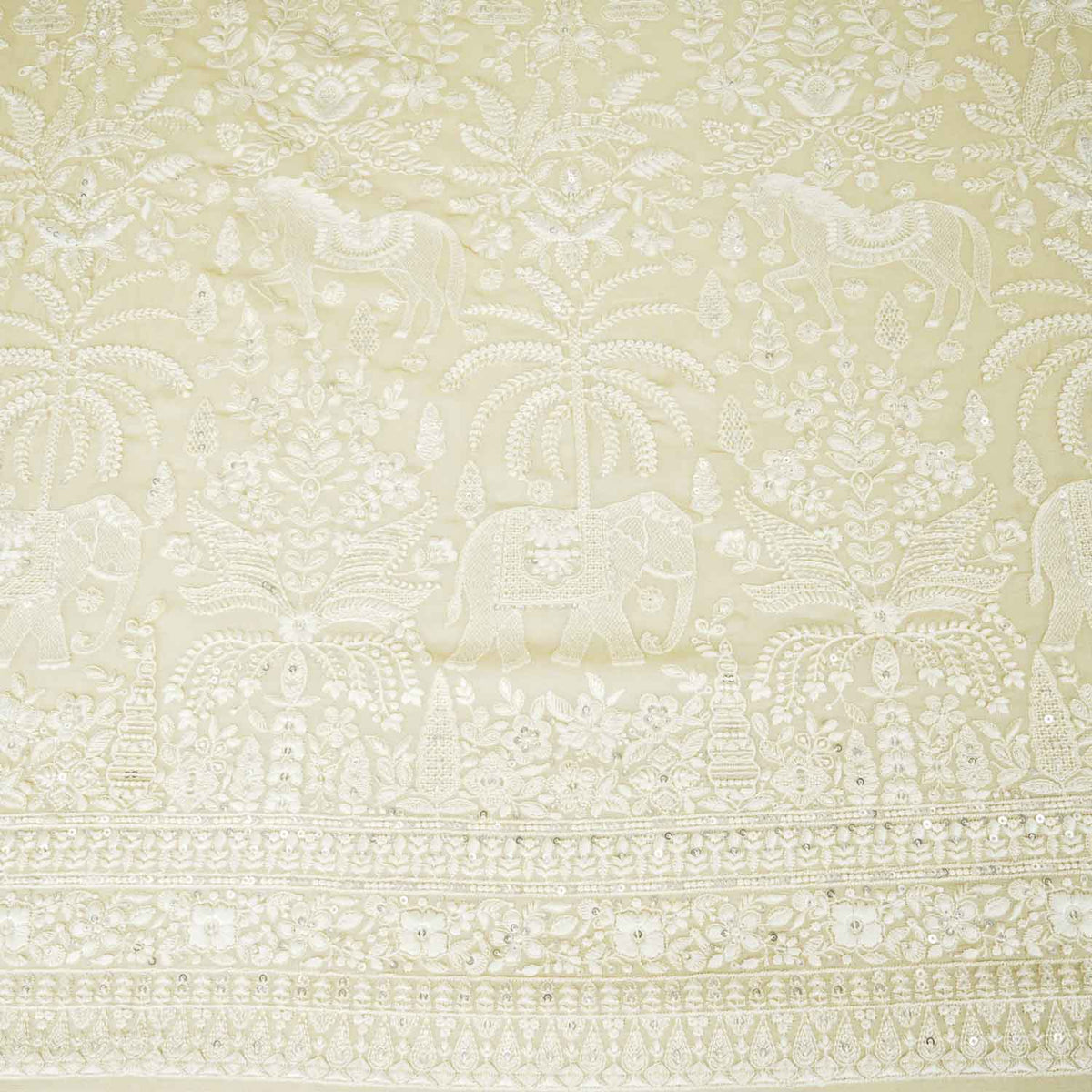 Butter Yellow Chikankari Georgette Fabric DR-28080 - TradeUNO