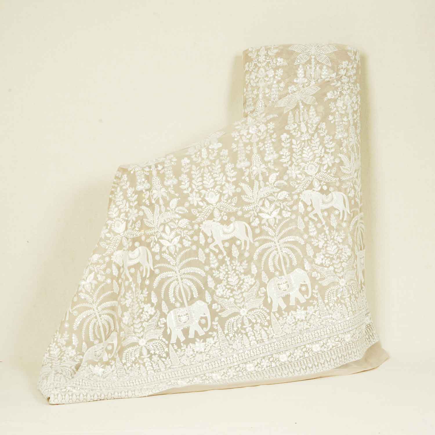 Fawn Chikankari Georgette Fabric DR-28081 - TradeUNO