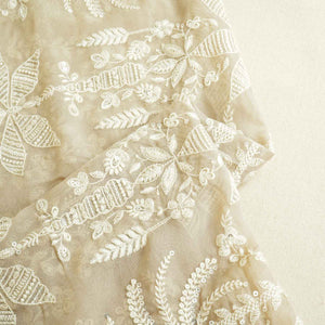 Fawn Chikankari Georgette Fabric DR-28081 - TradeUNO