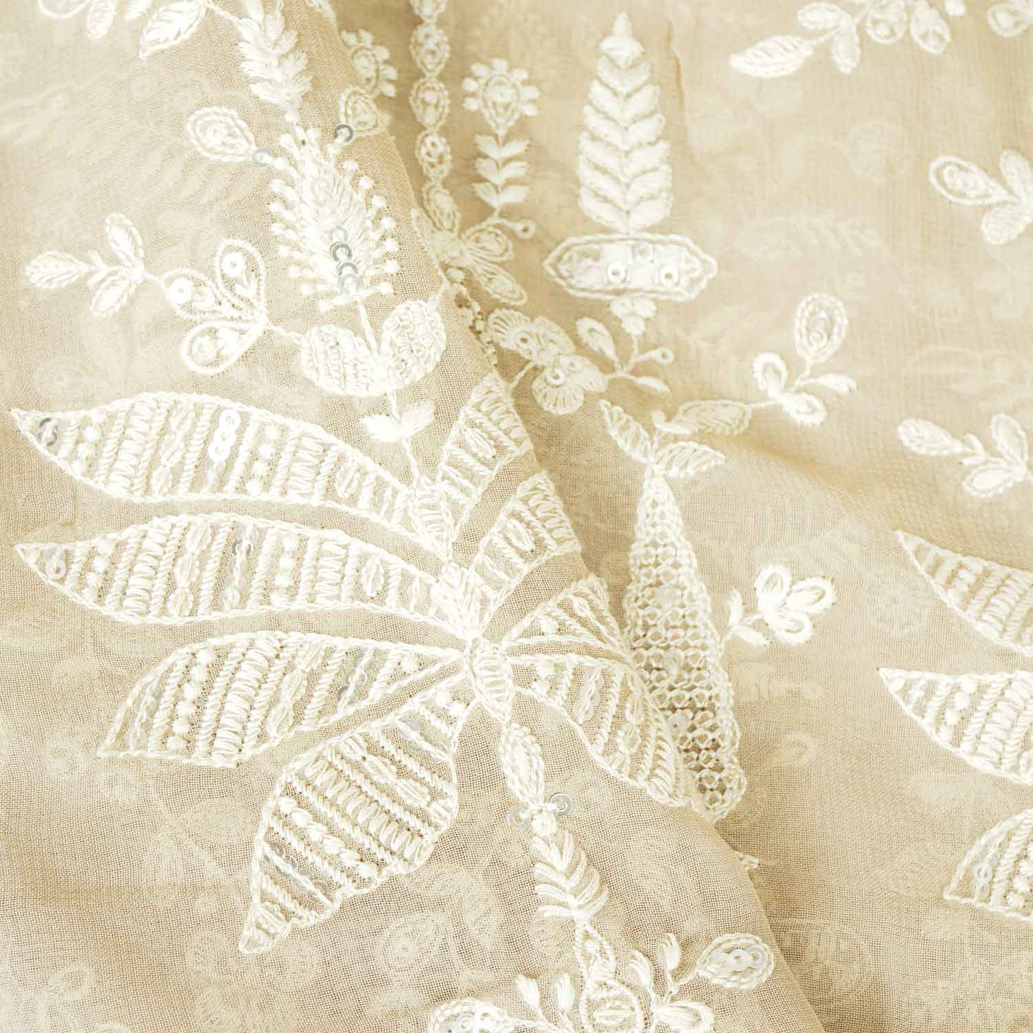 Fawn Chikankari Georgette Fabric DR-28081 - TradeUNO