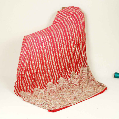 Red Shaded Sabyasachi Zari Embroidery Georgette Fabric DR-28083