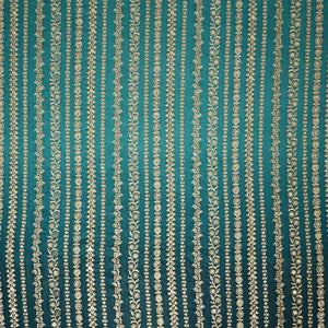 Teal Green Shaded Sabyasachi Zari Embroidery Georgette Fabric DR-28084 - TradeUNO