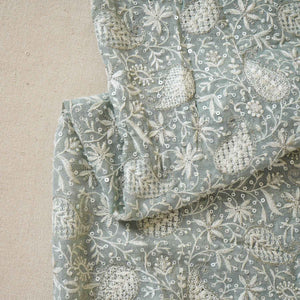 Sea Green Floral Thread Sequins Embroidery Chikankari Georgette Fabric DR-28281 - TradeUNO