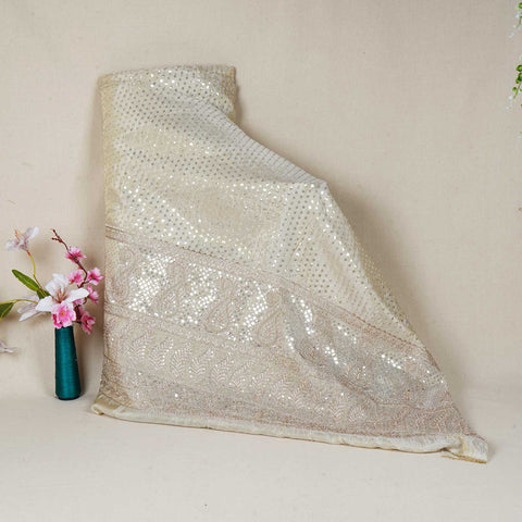 Golden Dyeable Sequins Embroidery Tissue Fabric RA-28181