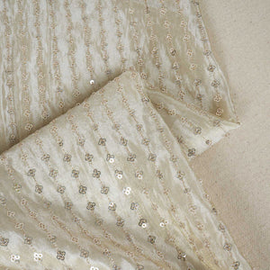 Golden Dyeable Sequins Embroidery Tissue Fabric RA-28181 - TradeUNO