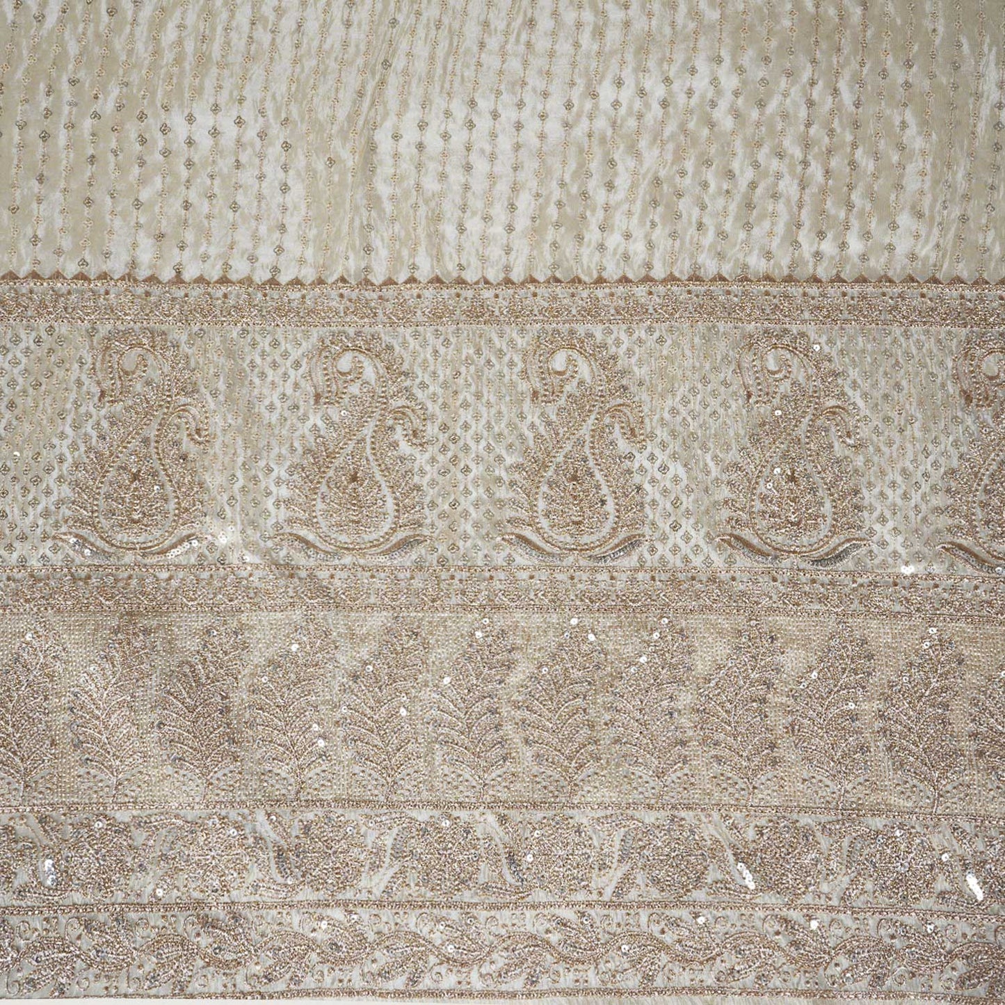 Golden Dyeable Sequins Embroidery Tissue Fabric RA-28181