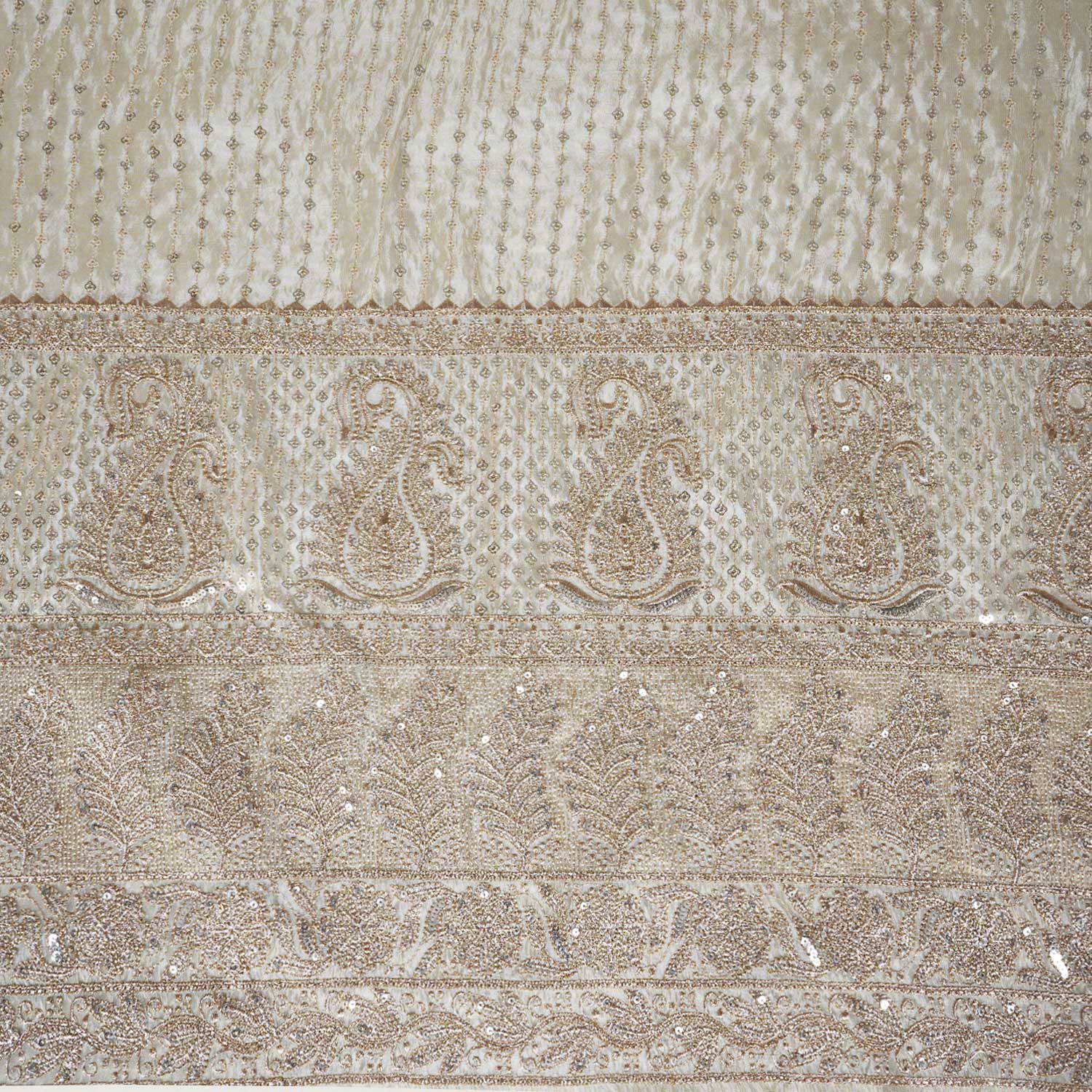 Golden Dyeable Sequins Embroidery Tissue Fabric RA-28181 - TradeUNO