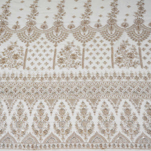 White Dyeable Zari Sequins Gerogette Fabric RA-28182 - TradeUNO
