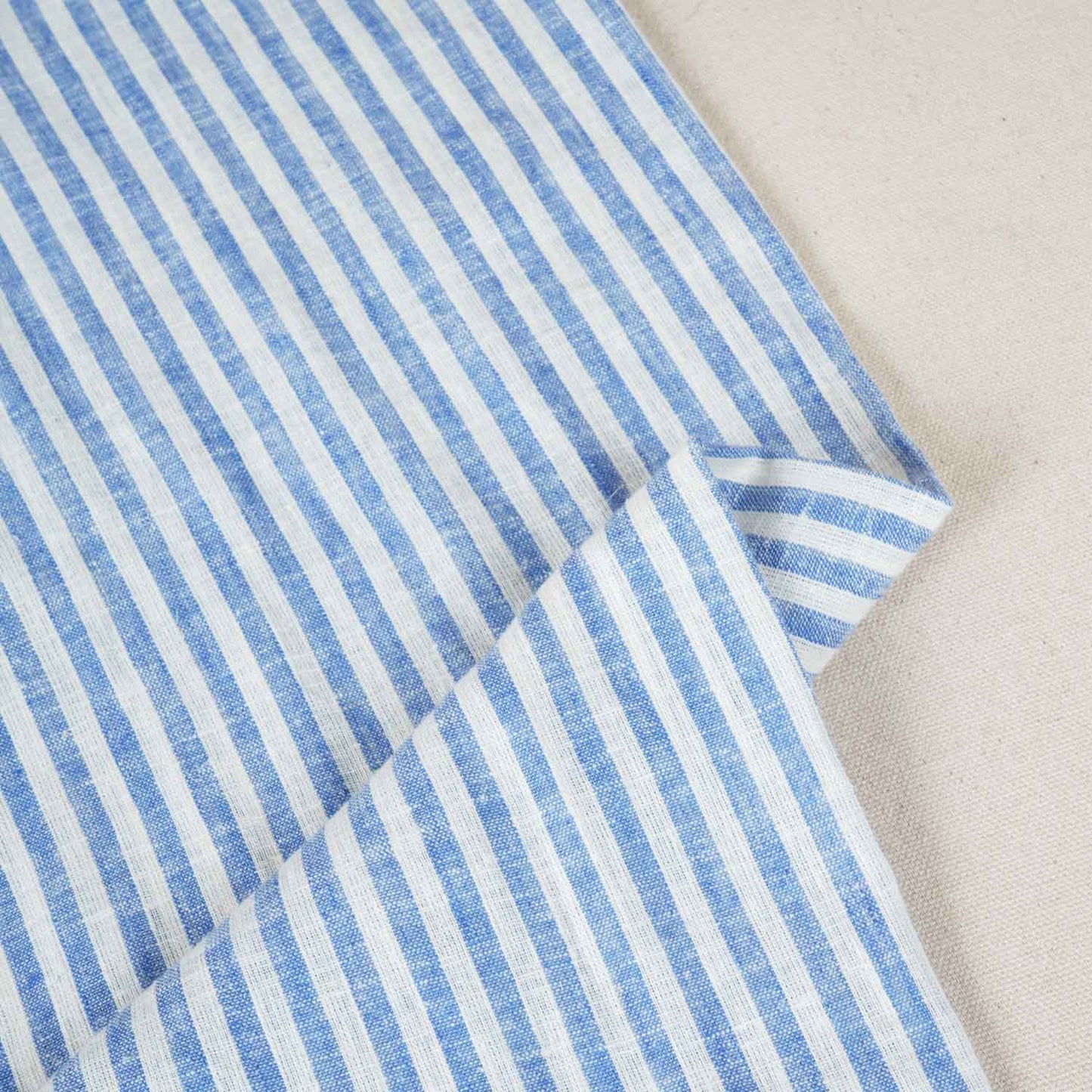White & Blue Strips Cotton Linen Fabric LSF-28187