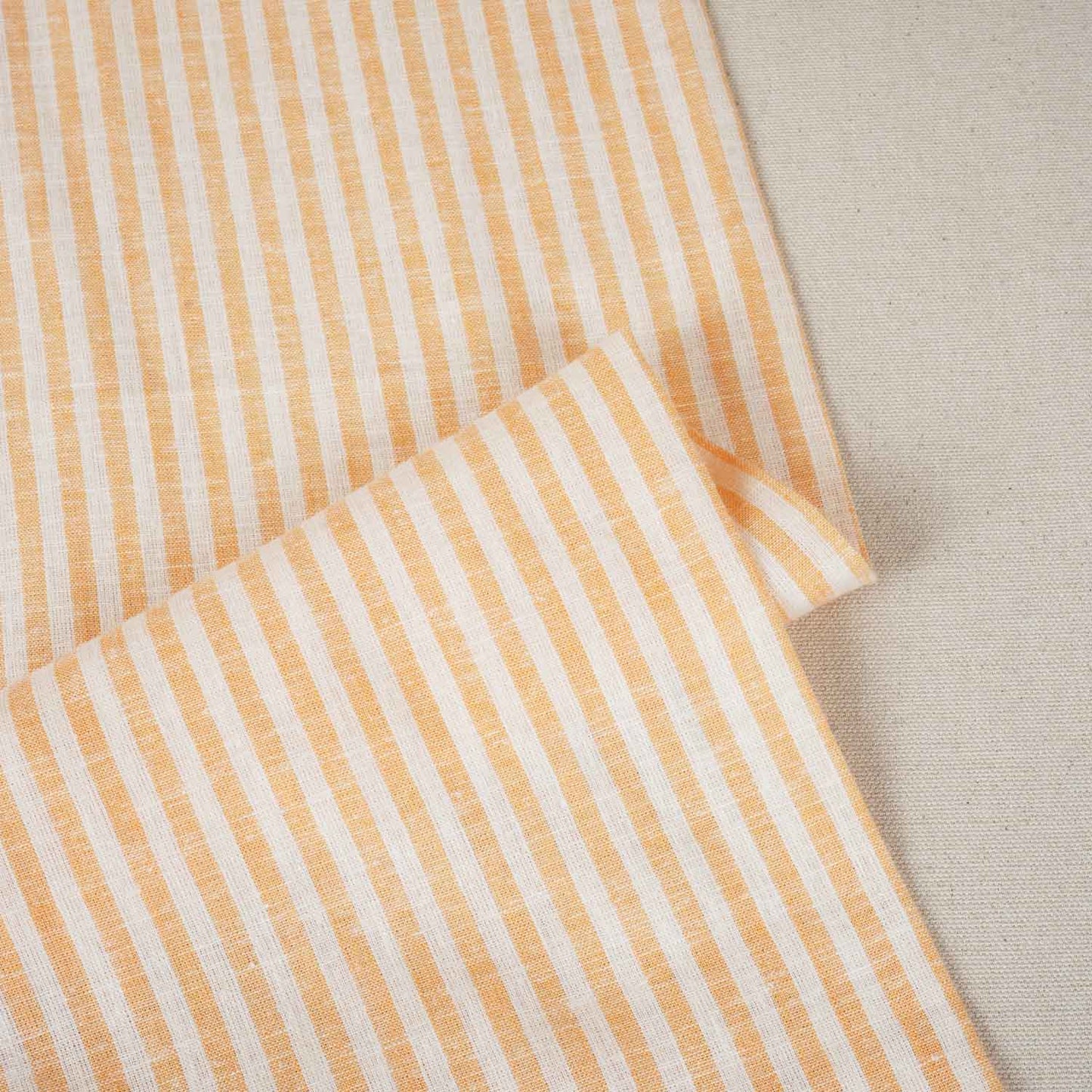White & Light Orange Strips Cotton Linen Fabric LSF-28188