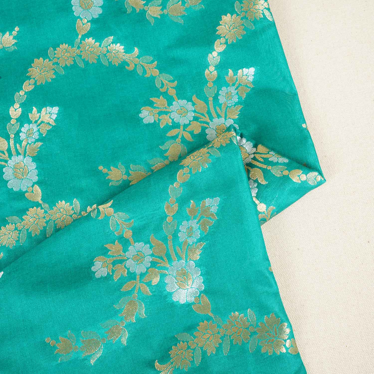 Green Jaal Brocade Fabric KRE-28196 - TradeUNO