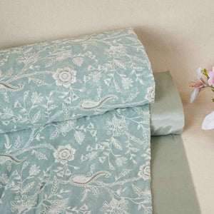 Sea Green Floral Thread Sequins Embroidery Chikankari Georgette Fabric DR-28282 - TradeUNO