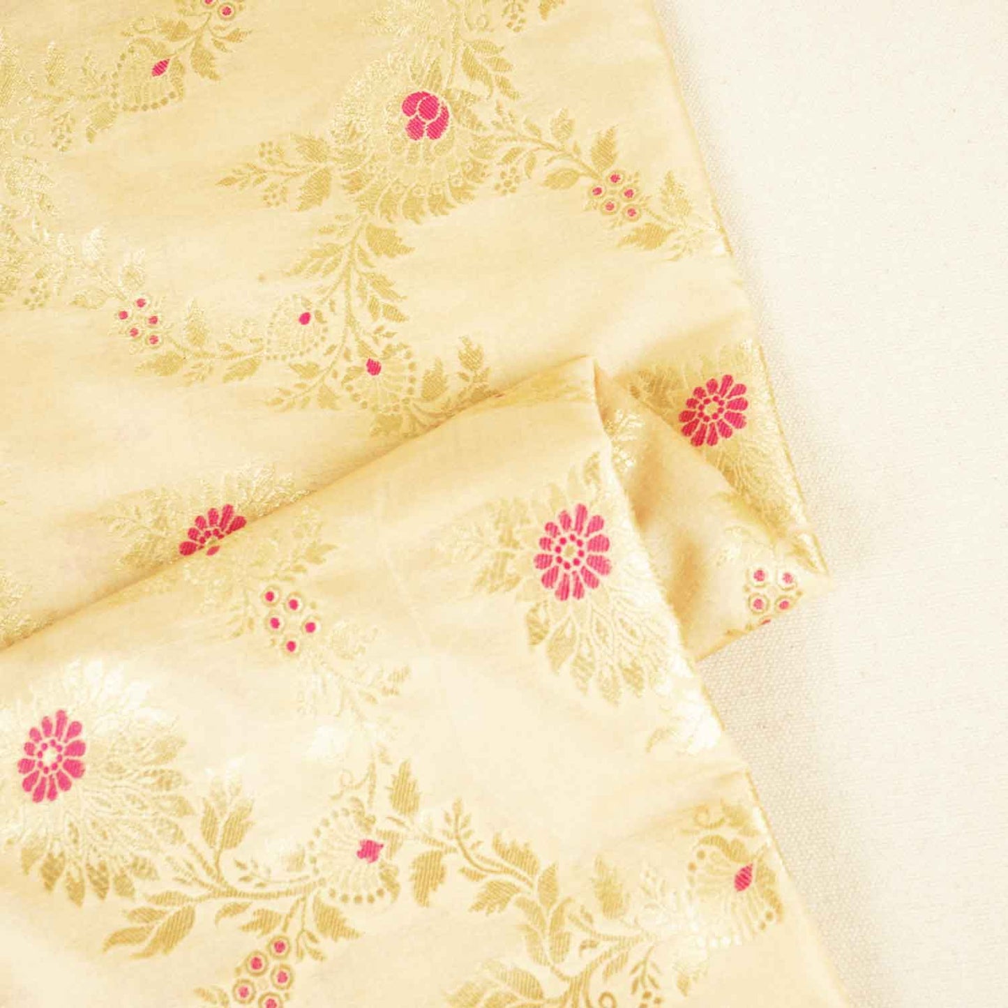 Dark Cream Jaal Brocade Fabric KRE-28202