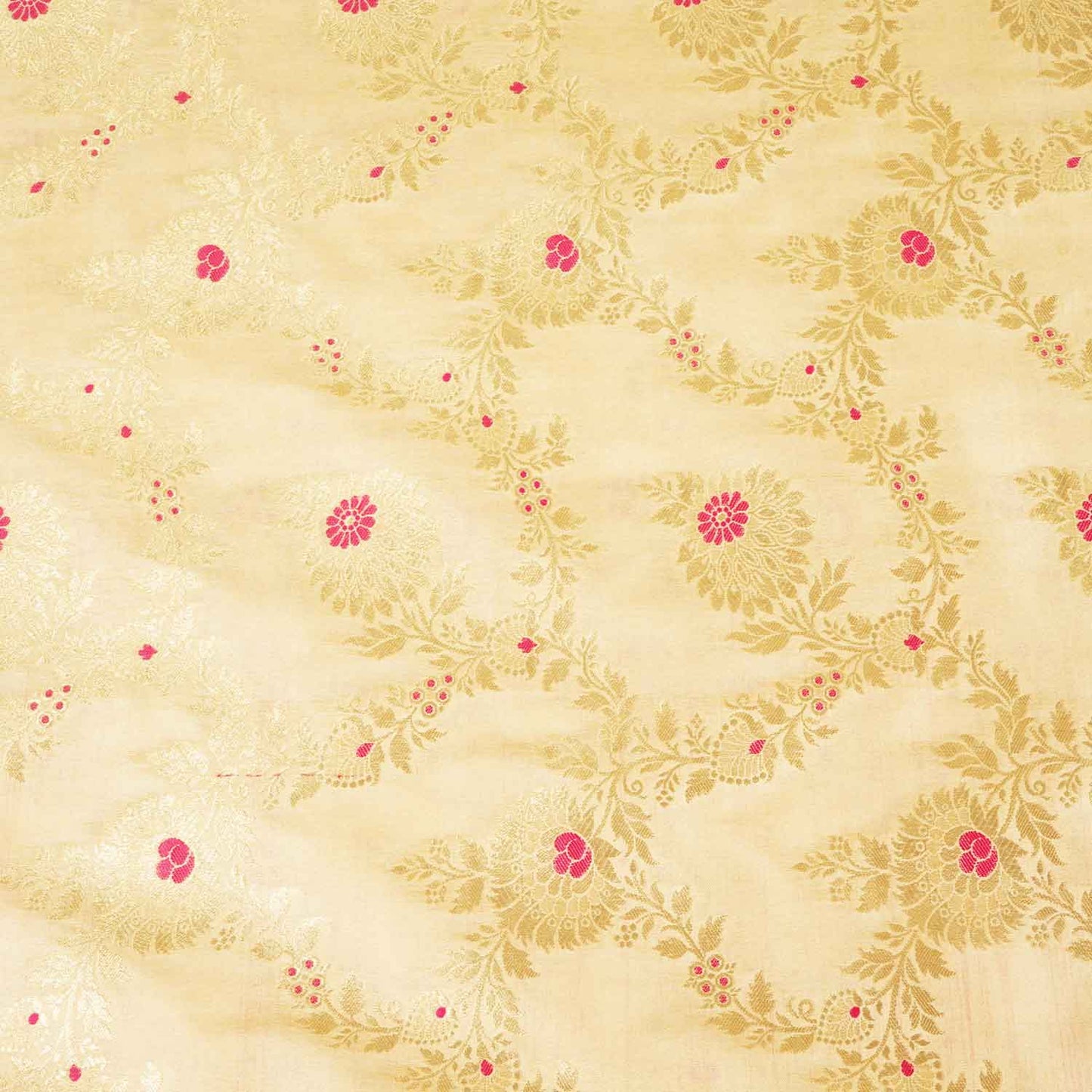 Dark Cream Jaal Brocade Fabric KRE-28202