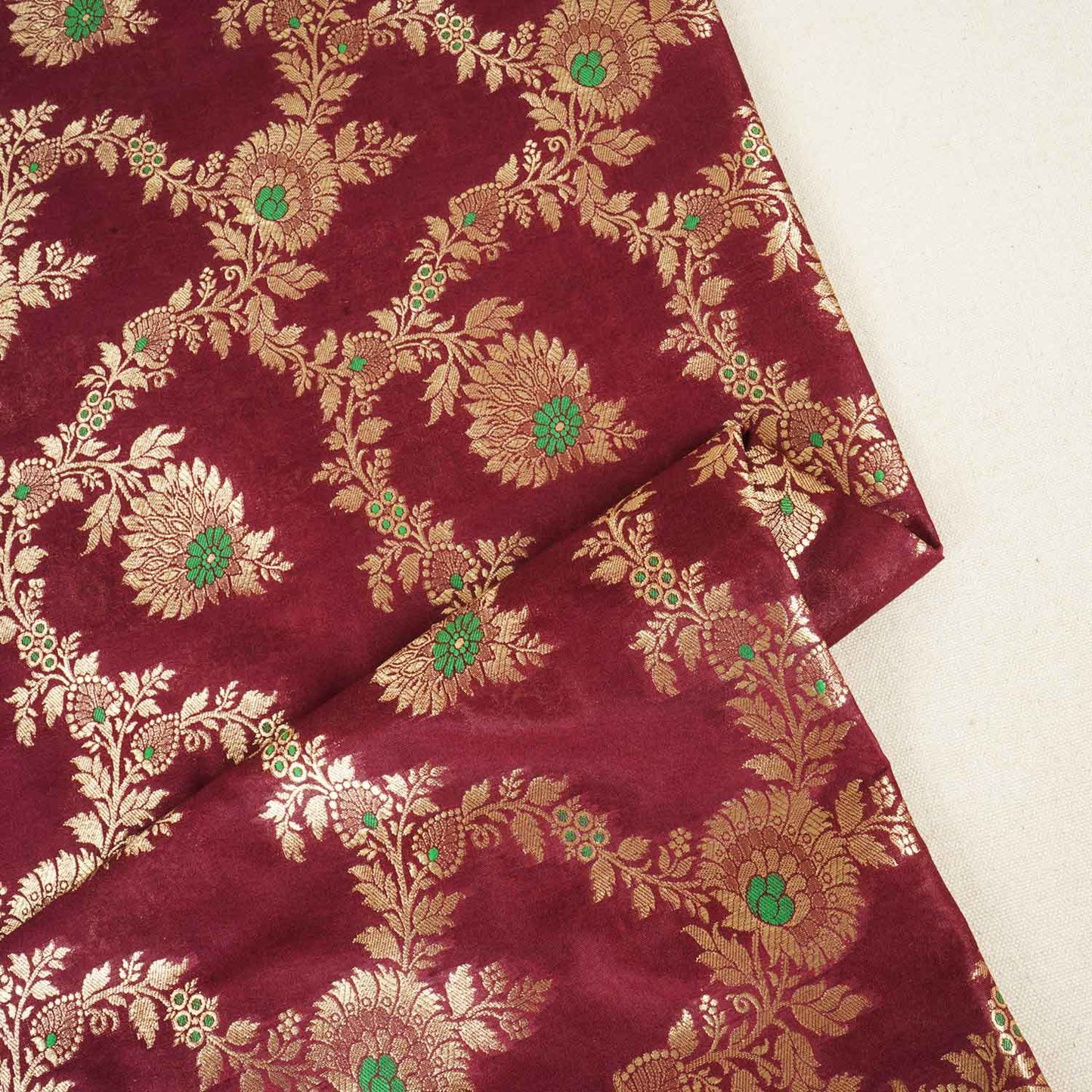 Wine Jaal Brocade Fabric KRE-28203