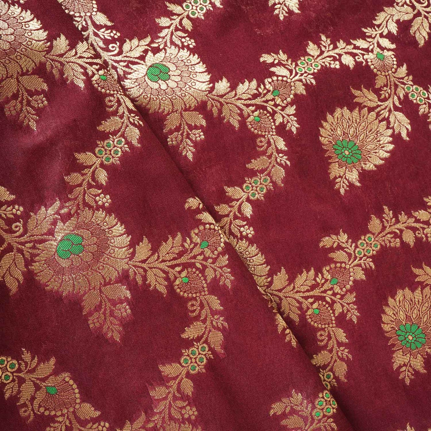 Wine Jaal Brocade Fabric KRE-28203