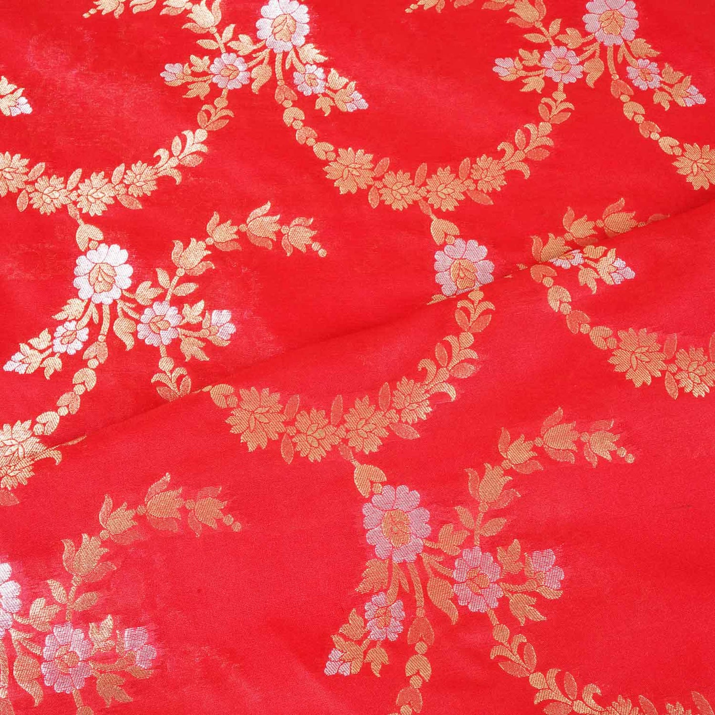 Red Jaal Brocade Fabric KRE-28205