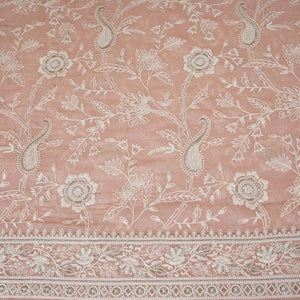 Peach Pink Floral Thread Sequins Embroidery Chikankari Georgette Fabric DR-28283 - TradeUNO