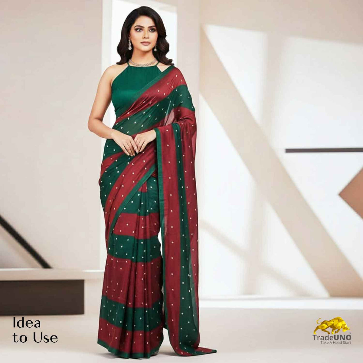 Maroon With Multicolor stripes embroidery Crepe Fabric MF-28586 - TradeUNO
