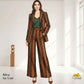 Green & Orange stripes embroidery Crepe Fabric MF-28588