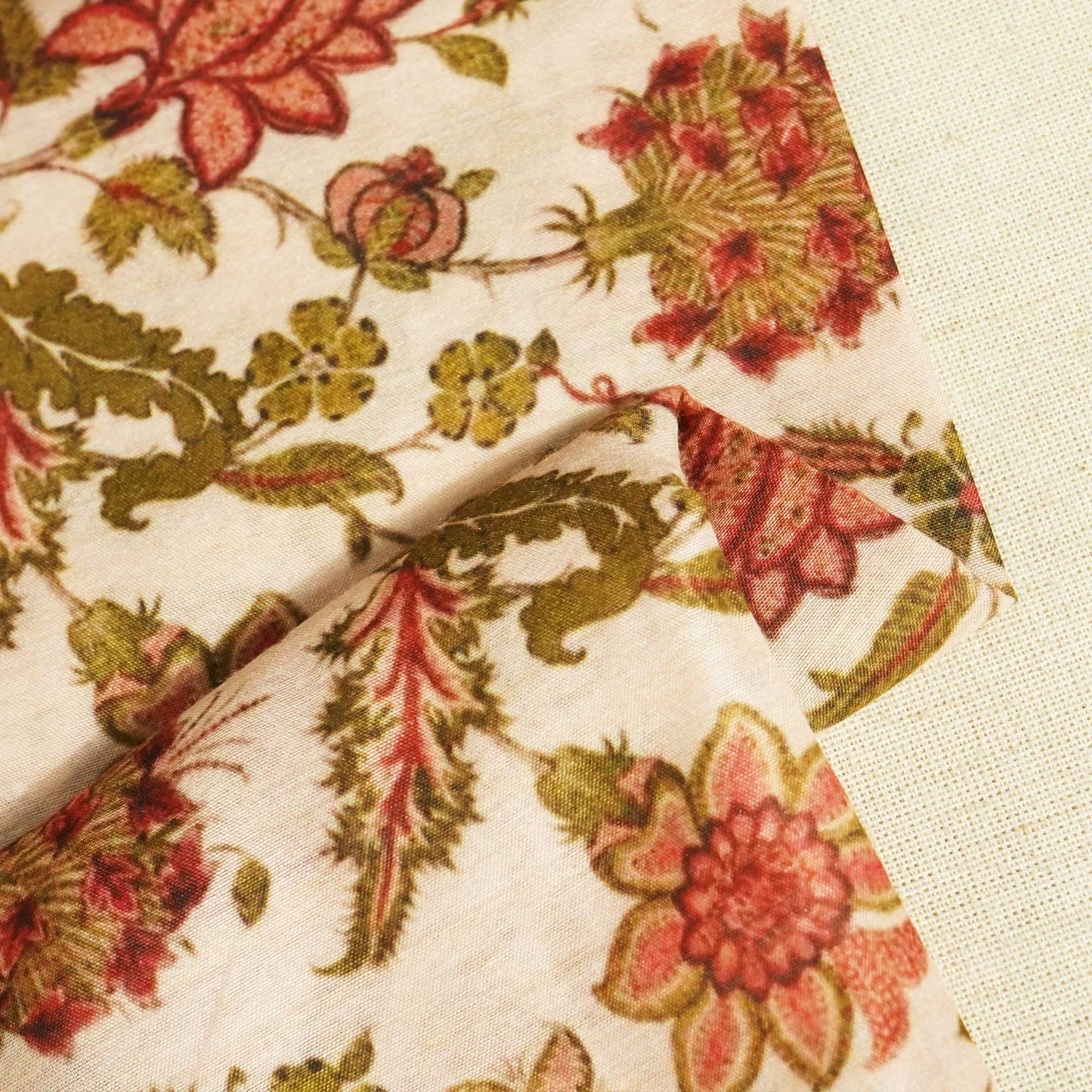 Beige Multi Color Floral Poly Print TU-2875