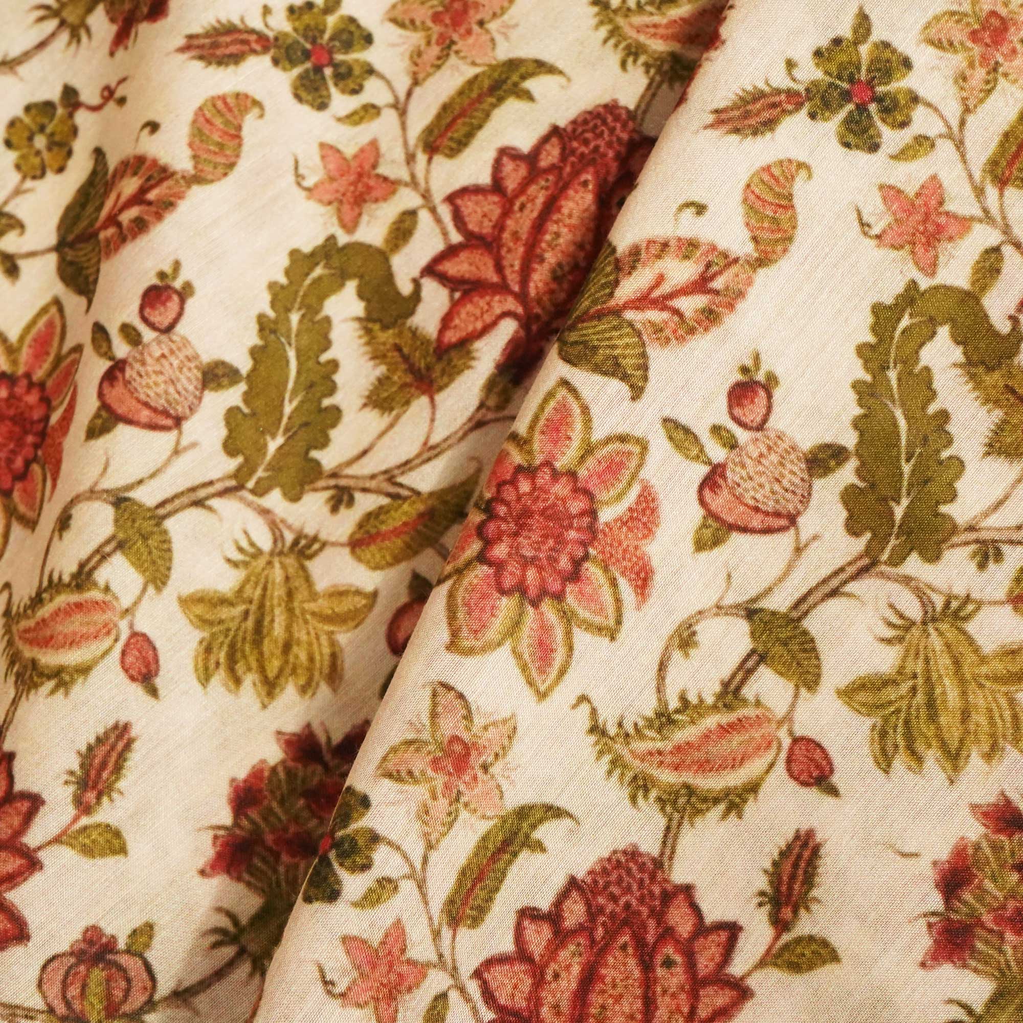 Beige Multi Color Floral Poly Print TU-2875