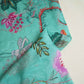 Mint Green Cutdana Hand Work Floral Print Organza Fabric MT-28289