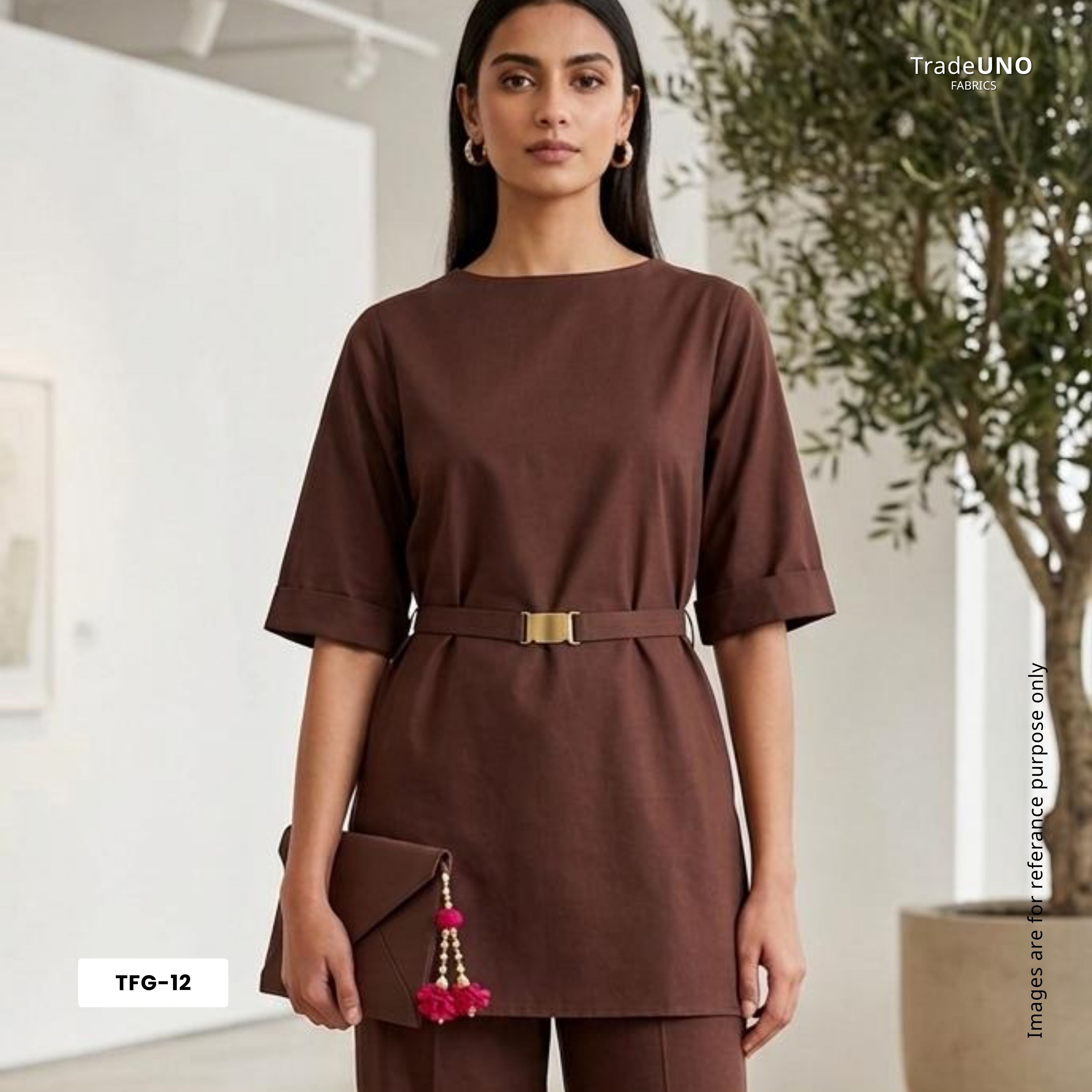 Brown Solid Giza Cotton Fabric TFG-12 - TradeUNO