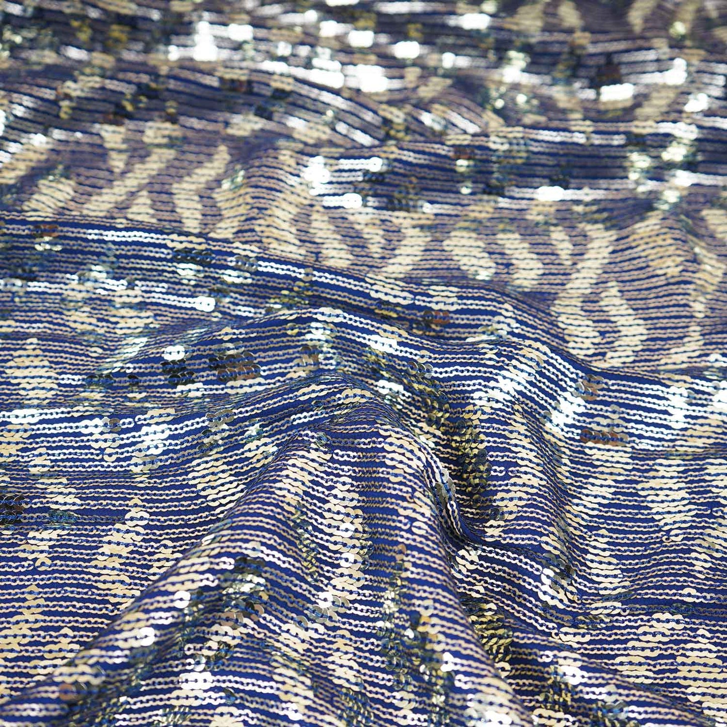 Blue Sequins embroidery Georgette Fabric WI-29173