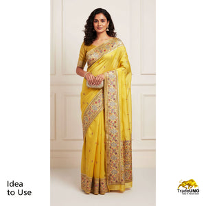 Yellow Floral Embroidery Tissue Fabric WI-29176 - TradeUNO