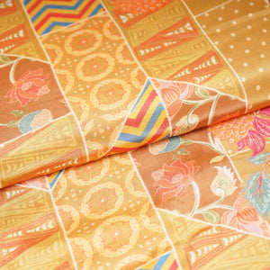 Mustard With Multicolor Floral Print Crepe Fabric GT-29177 - TradeUNO
