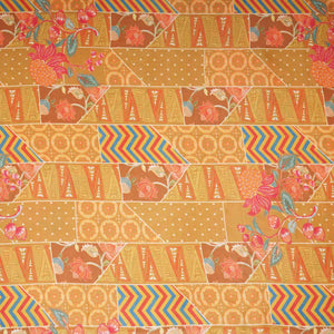 Mustard With Multicolor Floral Print Crepe Fabric GT-29177 - TradeUNO