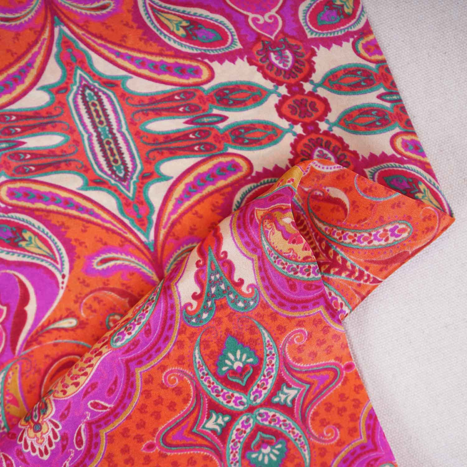 Pink With Multicolor Floral Print Crepe Fabric GT-29178 - TradeUNO